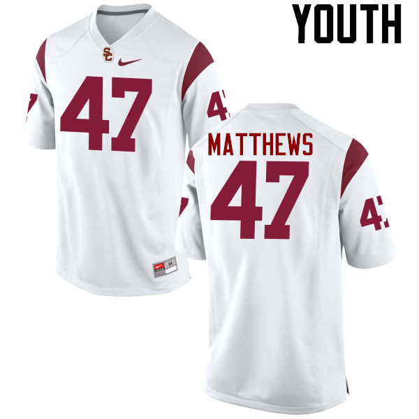 Youth #47 Clay Matthews USC Trojans College Football Jerseys-White - Click Image to Close